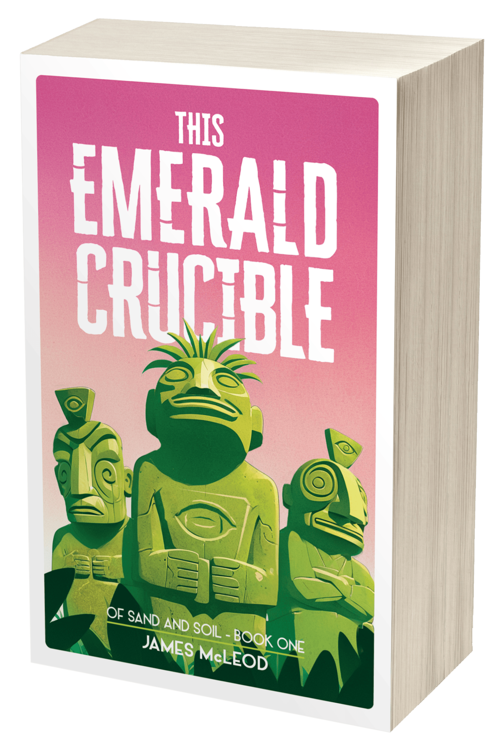 A copy of 'This Emerald Crucible' stands on display at a slight angle.
